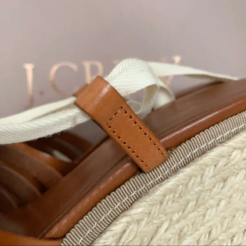 J. Crew leather espadrille wedge sandals Italy